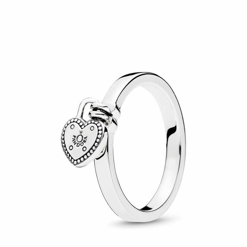 Pandora Heart-Shaped Padlock Stackable Ring Silver Egypt SY1076938